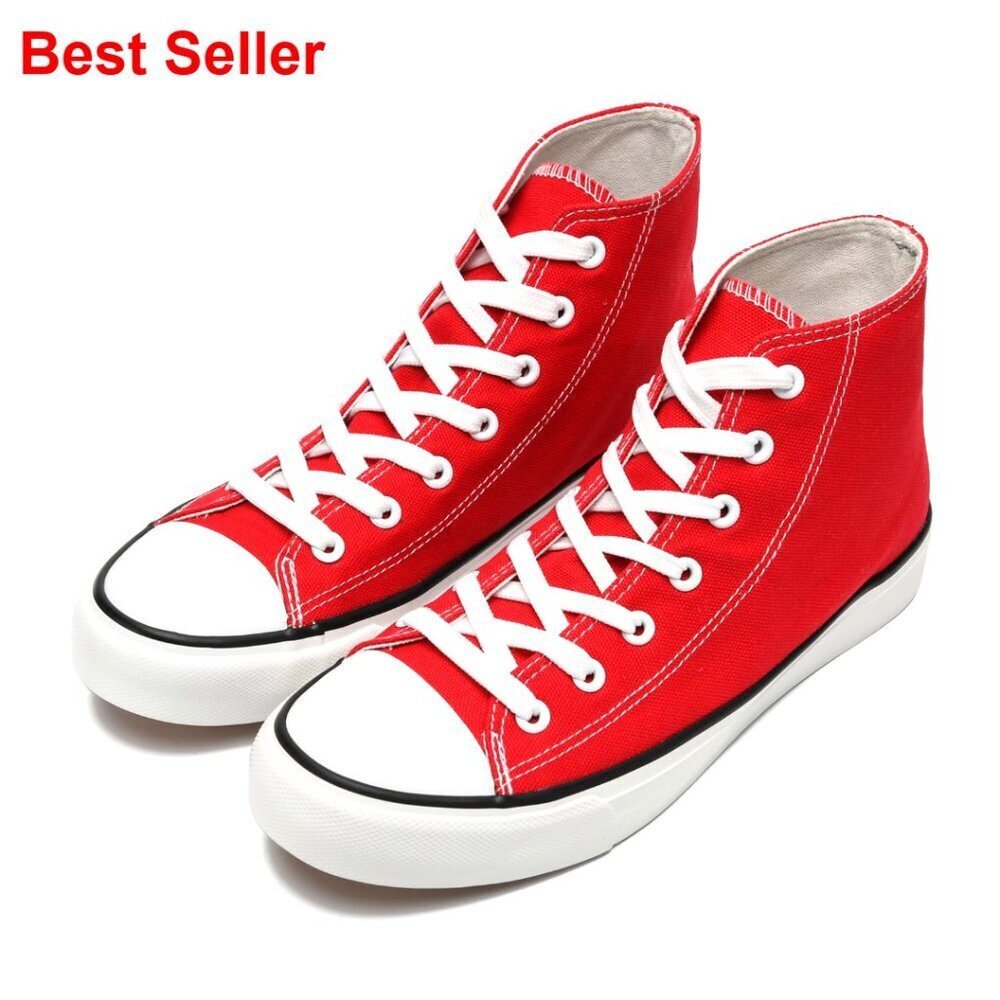 High Top Canvas Sneakers, Lace Up Retro Fashion, Comfortable Walking Shoes